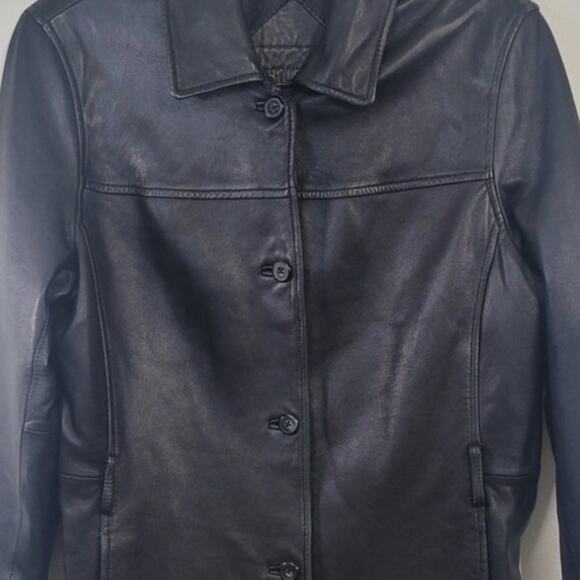 Preston & York Coat Womens Medium Genuine Lamb Skin Coat Black EMO Goth Witchy - Picture 2 of 8